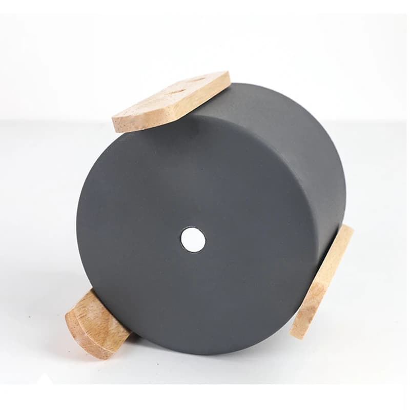 Żelazna doniczka z drewnianym stojakiem ozdoba do domu rękodzieło